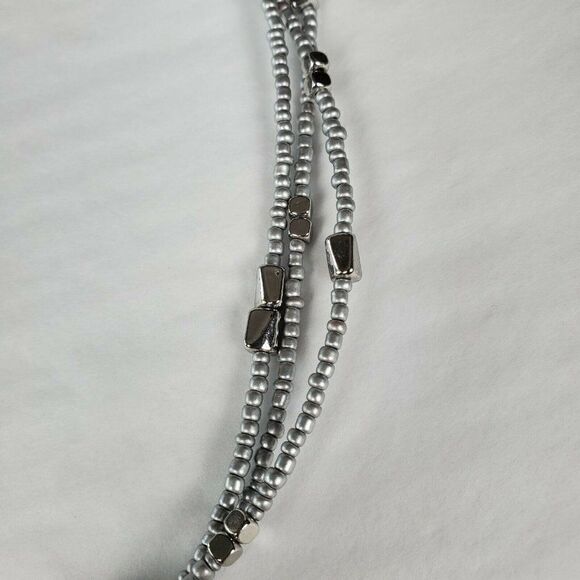 Lia Sophia Multi-Strand Gray Glass‎ Sead Bead Synergy Pendant Necklace Statement - Picture 5 of 10